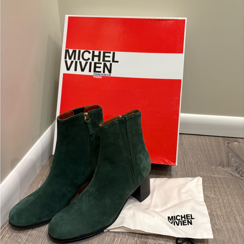 Michel Vivien Alden Verde Suede New Boots Sz 36
